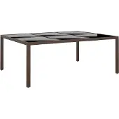 Syfax Tuintafel met glazen blad 200x150x75 cm rattan bruin