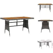 vidaXL Tuintafel Grijs 130x70x72 cm, kunststof riet en massief acaciahout - Tuintafels