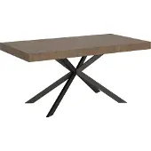 Ityhome - Uittrektafel 160/244x80 cm, blad in plakkerige notenhoutlook, poten in antracietgrijs
