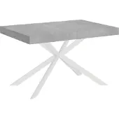 Ityhome - Uittrektafel 130/234x90 cm, kleur: grijs (Plaker), tafelpoten: wit