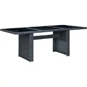 Syfax Tuintafel poly rattan en gehard glas donkergrijs