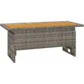 Syfax Tuintafel 100x50x43/63 cm acaciahout en poly rattan grijs