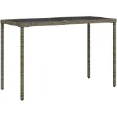 Syfax Tuintafel met glazen blad 115x54x74 cm poly rattan grijs