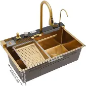 OEM Keukenwastafel, roestvrij staal, modern design, goudkleurig