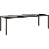 Syfax Tuintafel met glazen blad poly rattan bruin