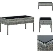 vidaXL Tuintafel Grijs 75x40x37 cm, kunststof riet - Tuintafels