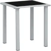 Syfax Tuintafel 41x41x45 cm staal en glas zwart en zilverkleurig