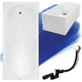 Badland BONA ligbad 190 x 80 cm wit met baddrager