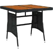 Syfax Tuintafel 70x70x72 cm poly rattan en massief acaciahout zwart
