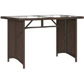 Syfax Tuintafel met glazen blad 110x68x70 cm poly rattan bruin