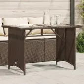Prolenta Maison Exclusive - Tuintafel met glazen blad, bruin, 110x68x70 cm, polyrotan