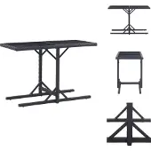 vidaXL Tuintafel zwart, 110x53x72 cm, glas en polyrotan - Tuintafels