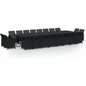 Syfax 21-delige Tuinset met kussens poly rattan zwart