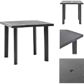 vidaXL Tuintafel, antraciet, 80 x 75 x 72 cm, kunststof - Tuintafels