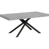 Ityhome - Uittrektafel 180/440x90 cm, model Karida, met cementlook tafelpoten in antraciet