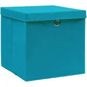 vidaXL Opbergboxen met deksel 10 st 32x32x32 cm stof babyblauw