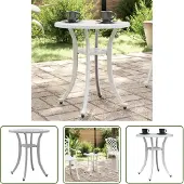 The Living Store Tuintafel Wit, Ø48x53 cm, aluminium gietwerk