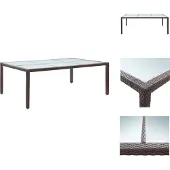 vidaXL Tuin-eettafel, bruin, 200x150x74 cm, polyrotan - Tuintafels