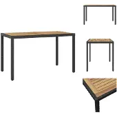 vidaXL Tuintafel zwart en bruin, 123x60x74 cm, massief acaciahout - Tuintafels