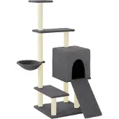 Syfax Kattenmeubel met sisal krabpalen 130,5 cm donkergrijs