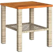 Syfax Tuintafel 40x40x42 cm poly rattan en acaciahout beige
