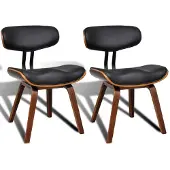 Syfax Eetkamerstoelen 2 st gebogen hout en kunstleer