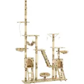 Syfax Kattenpaal met sisal krabpalen 230-250 cm pootafdrukken beige