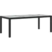 Syfax Tuintafel 190x90x75 cm gehard glas en poly rattan black