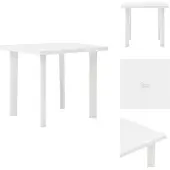 vidaXL Tuintafel, wit, 80 x 75 x 72 cm, kunststof - Tuintafels
