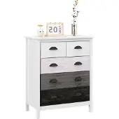 HOMCOM -Kommode-MDF, Kiefernholz-70L x 38B x 85H cm-Weiß