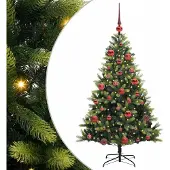 Syfax Kunstkerstboom met scharnier 150 LEDs Groen 150 cm PVC en PE