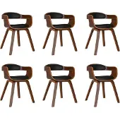 Syfax Eetkamerstoelen 6 st gebogen hout en kunstleer zwart