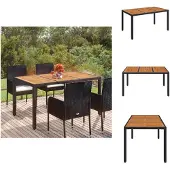 vidaXL Tuintafel met houten blad, zwart, 150x90x75 cm, polyrotan - Tuintafels