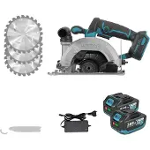 OEM Cirkelzaag, borstelloze motor, verstelbare snijhoek, 2x batterijset