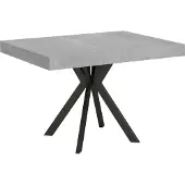 Ityhome - Uittrektafel 120/204x80 cm, model Dolcezza, betonlook blad, poten in antracietgrijs