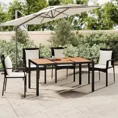 Prolenta Maison Exclusive - Tuintafel met houten blad, zwart polyrotan en acaciahout