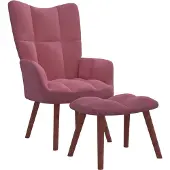 Syfax Relaxstoel met voetenbank fluweel roze