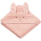 Liewood Albert badcape handdoek met capuchon 70x70 cm Rabbit rose
