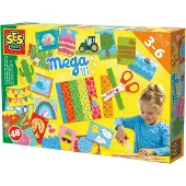 SES Creative - Ik Leer Knippen Mega Set - Montessori Speelgoed - 48 Knipvellen en Veilige Schaar - Knutselpakket voor kinderen vanaf 3 jaar