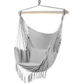 Northix Grijze Braziliaanse hangstoel met kussens - perfect voor tuin