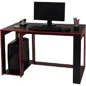 Mendler Bureau -J26, computerbureau, bureau, 120x60x76cm ~ zwart-rood
