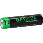 PATONA Premium 18650 oplaadbare lithium-ion batterij + USB-C ingang, 3,7V, 3300mAh