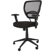 Mendler Professionele bureaustoel Seattle, directiedraaistoel, 150 kg belastbaar, stof/textiel ~ zwart met armleuningen