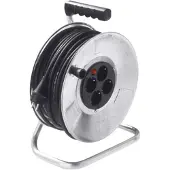 Bachmann stalen kabeltrommel, 4-voudig, 50 meter, H05RR-F 3G1,5mm, IP20