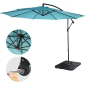 Mendler Acerra zweefparasol, parasol, Ø 3m kantelbaar, polyester/staal 11kg ~ turquoise-blauw met voet
