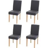 MCW Set van 4 eetkamerstoelen Keukenstoel Littau MVG-gecertificeerd ~ kunstleer, grijs mat, lichte poten