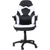 Mendler Bureaustoel -K13, draaistoel gamestoel, ergonomisch, verstelbare armleuning, kunstleer ~ zwart-wit