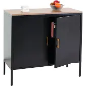 MCW Ladekast -L84, buffetkast dressoir, 2 deuren metaal 90x90x40cm, gemelamineerd ~ zwart