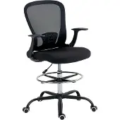 HOMCOM -Tekenstoel-Gaasstof (100% polyester)-62x59x119cm-Zwart