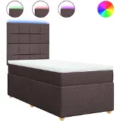 vidaXL Boxspring met matras stof donkerbruin 90x190 cm